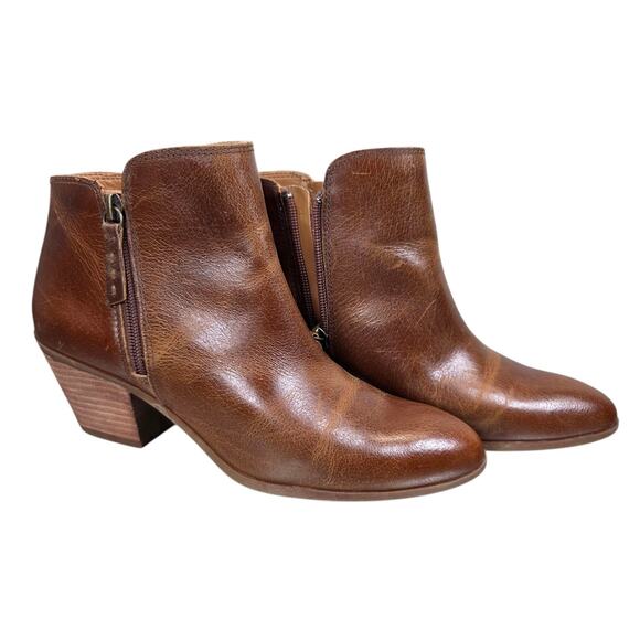 Frye And Co. Booties Womens Size 8 M Judith Ankle Brown Leather Block Heel Vtg - Picture 1 of 14